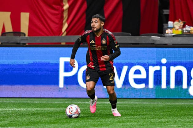 ATLANTA, GA - AUGUST 23: Paulo Diaz 27 of Atlanta reacts during the MLS, Fussball Herren, USA match between Sporting Kansas City and Atlanta United FC on August 23rd, 2026 at Mercedes-Benz Stadium in Atlanta, GA. (Photo by Rich von Biberstein Icon Sportswire) SOCCER: AUG 23 MLS Atlanta United vs Sporting Kansas City EDITORIAL USE ONLY Icon260823009