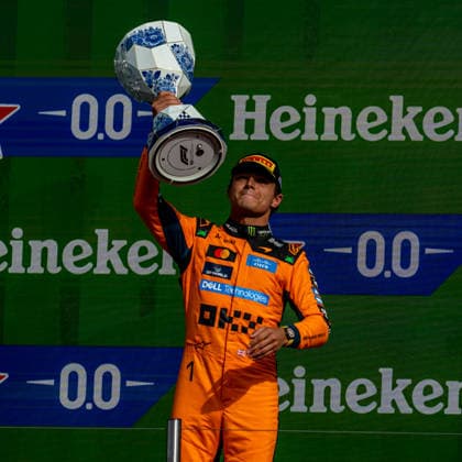 ZANDVOORT, NETHERLANDS: Lando Norris wins the Dutch Grand Pirx during the 2026 Formula 1 Dutch Grand Prix at the Circuit Zandvoort in Zandvoort, Netherlands