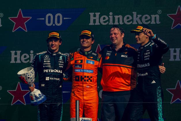ZANDVOORT, NETHERLANDS: Lando Norris wins the Dutch Grand Pirx during the 2026 Formula 1 Dutch Grand Prix at the Circuit Zandvoort in Zandvoort, Netherlands