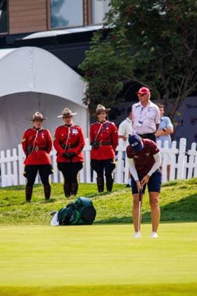 August 23, 2026, Edmonton, Alberta, Canada: Robyn Choi (AUS) putts on the 18th hole as RCMP Officers watch in the final round of the LPGA, Golf Damen CPKC Canadian Women s Open..The 2026 LPGA CPKC WomenÃ¢â‚¬â ¢s Open Champion is Mayu Yamashita. She pulverized the Royal Mayfair from start to finish. Yamashita completed the quad in round 4 by winning all 4 rounds with a 4-round total of 258, 23 under par tying the LPGA record...The top Canadian Anna Huang tied for 5th with a 268 for 12 under par, and Canadian Amateur Aphrodite Deng tied for 9th with a 270 for 10 under par. ..The first golfer of round 4, Jennifer Chang, was even on the day and finished tied for 64th with a score 284; however, broke the course club record for the amount of time to complete 18 holes with a time of 139 minutes. The previous club record was 142 minutes. Miyu Yamashita Of Japan With A 23 Under Par Wins At The LPGA - CPKC Women s Open Golf Tournament In Edmonton, Canada - 23 Aug 2026  - ZUMAs197 20260823_aaa_s197_355 Copyright: xRonxPalmerx