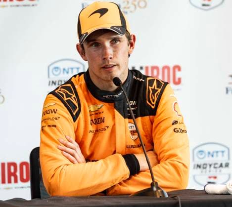 Freedom 250 Grand Prix in DC Christian Lundgaard ( 7) with Arrow McLaren speaks at a press conference, PK, Pressekonferenz following his second place finish in the Freedom 250 Grand Prix in Washington, DC, USA, on Sunday, August 23, 2026. The 250 mile race consisted of 147 laps of the 1.7 mile, 7 turn course and will be the first ever NTT IndyCar, Indy Car, IRL, USA Series race held in the nation’s capital. Credit: Andrew Thomas CNP Washington District of Columbia United States of America EDITORIAL USE ONLY Copyright: xx _AT28752 AndrewxThomasx-xCNPx cnpphotos339634