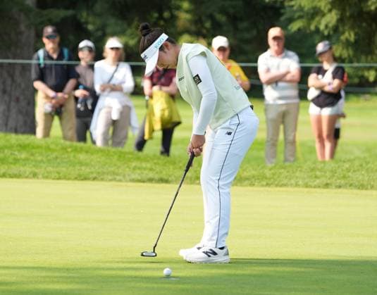 Golf: CPKC Women s Open Miyu Yamashita of Japan makes a birdie putt on the fifth hole during the final round of the CPKC Women s Open golf tournament at Royal Mayfair Golf Club in Edmonton, Canada, on Aug. 23, 2026.  A14AA0005626509P