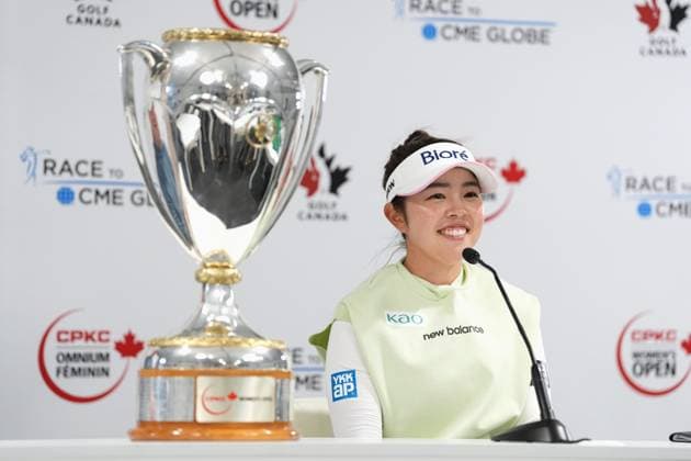 Golf: CPKC Women s Open Miyu Yamashita of Japan attends a press conference, PK, Pressekonferenz after winning the CPKC Women s Open golf tournament at Royal Mayfair Golf Club in Edmonton, Canada, on Aug. 23, 2026.  A14AA0005626554P