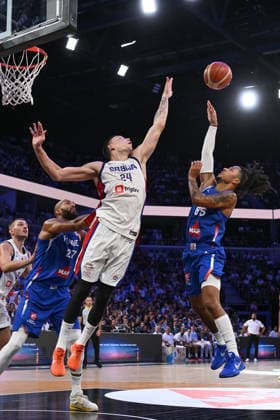 Matthew Strazel during the 2027 World Cup warm-up match between France and Serbia at the CO™MET Arena in OrlÃ ans on 23 August 2026. - 23 08 2026 - France France OrlÃ ans -  JulienxMattiax xLexPictorium LePictorium_0339467