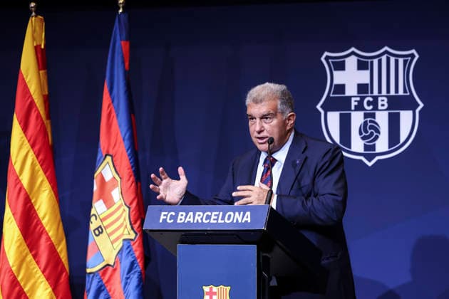 August 24, 2026, Barcelona, Barcelona, Spain: Joan Laporta, President of FC Barcelona, Barca speak during presentation of the Centenary events of the FC Barcelona Basketball section at Auditori 1899 on August 24, 2026 in Barcelona, Spain. Presentation Of The Centenary Events Of The FC Barcelona Basketball Section  - ZUMAa181 20260824_zaa_a181_020 Copyright: xJavierxBorregox