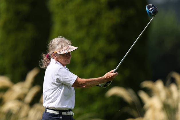 REPRO FREE *PRESS RELEASE NO REPRODUCTION FEE* EDITORIAL USE ONLY Australian Spoons All-Ireland Final, Longford Golf Club, Longford 24 8 2026 A member of the Ballinasloe team tees off the first A member of the Ballinasloe team tees off the first 24 8 2026  Copyright: xx BB3_8074