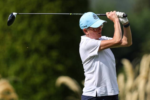 REPRO FREE *PRESS RELEASE NO REPRODUCTION FEE* EDITORIAL USE ONLY Australian Spoons All-Ireland Final, Longford Golf Club, Longford 24 8 2026 A member of the Donaghadee team tees off the first A member of the Donaghadee team tees off the first 24 8 2026  Copyright: xx BB3_8151
