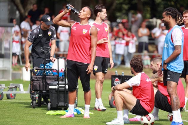 24.08.26 VfB Stuttgart Training Deutschland, Stuttgart, 24.08.2026, Fussball, Bundesliga, Saison 2026 2027, VfB Stuttgart Training: Jamie Leweling. *** August 24, 2026 VfB Stuttgart Practice Germany, Stuttgart, August 24, 2026, Soccer, Bundesliga, 2026–2027 Season, VfB Stuttgart Practice Jamie Leweling
