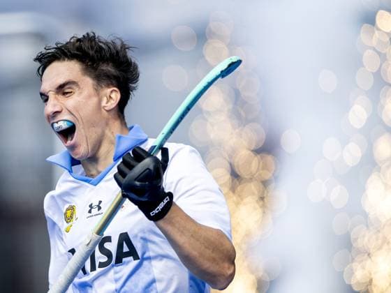 Sport Bilder des Tages AMSTELVEEN - Joaquin Toscani of Argentina celebrates the 1-0 during the Hockey World Cup match between Argentina and India at the Wagener Stadium. KOEN VAN WEEL ANP xVIxANPxSportx xxANPxIVx 566195964 originalFilename: 566195964.jpg