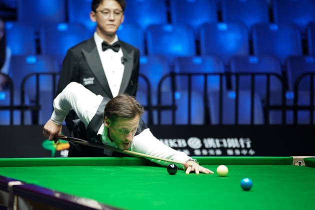 WUHAN, CHINA - AUGUST 24: David Gilbert of England plays a shot during his Round of 32 match against Mark Williams of Wales at the 2026 Wuhan Snooker Open on August 24, 2026 in Wuhan, Hubei Province of China. The tournament features top snooker players competing for the championship title.  Copyright: xTaixChengzhex 111661918399