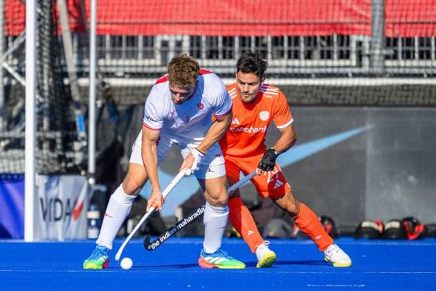 AMSTELVEEN, 24-08-2026, Wagener Stadion, FIH Hockey World Cup 2026 Men, 2026. Nicholas Bandurak and Tijmen Reyenga during the game Netherlands - England (men). Netherlands - England (men)  x206022290x Copyright: