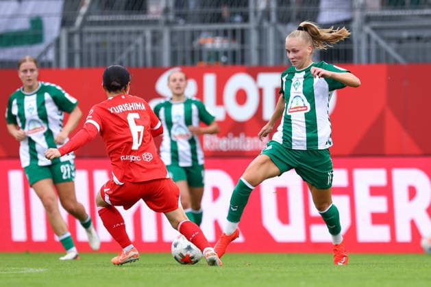 v.li.: Akari Kurishima (1. FSV Mainz 05, 6) und Isabella Jaron (SV Werder Bremen, 11) im Zweikampf, Duell, Dynamik, Aktion, Action, Spielszene, DIE DFB-RICHTLINIEN UNTERSAGEN JEGLICHE NUTZUNG VON FOTOS ALS SEQUENZBILDER UND ODER VIDEOÄHNLICHE FOTOSTRECKEN. DFB REGULATIONS PROHIBIT ANY USE OF PHOTOGRAPHS AS IMAGE SEQUENCES AND OR QUASI-VIDEO., 24.08.2026, Mainz (Deutschland), Fussball, Google Pixel Frauen-Bundesliga, 1. FSV Mainz 05 - SV Werder Bremen *** v li Akari Kurishima 1 FSV Mainz 05, 6, and Isabella Jaron SV Werder Bremen, 11, in a one-on-one, duel, dynamic moment, action, game scene, DFB REGULATIONS PROHIBIT ANY USE OF PHOTOGRAPHS AS SEQUENCE IMAGES AND OR VIDEO-LIKE PHOTO SERIES DFB REGULATIONS PROHIBIT ANY USE OF PHOTOGRAPHS AS IMAGE SEQUENCES AND OR QUASI-VIDEO, August 24, 2026, Mainz, Germany, soccer, Google Pixel Women’s Bundesliga, 1 FSV Mainz 05 vs. SV Werder Bremen xobx