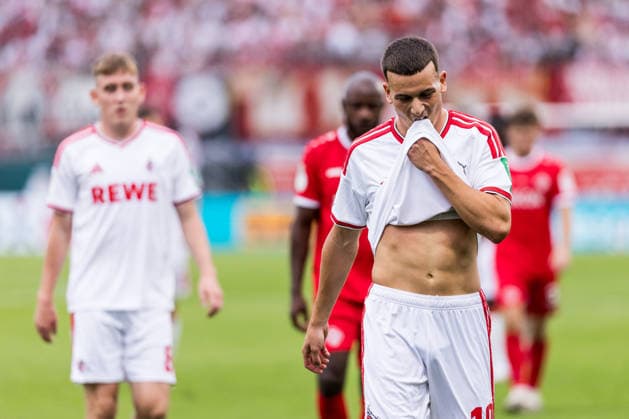 WUERZBURG, GERMANY - AUGUST 24: Said El Mala (1. FC Koeln, 10) frustrated during the 1st round DFB Pokal match between Wuerzburger Kickers vs. 1. FC Koeln at AKON ARENA on August 24, 2026 in Wuerzburg, Germany. DFB REGULATIONS PROHIBIT ANY USE OF PHOTOGRAPHS AS IMAGE SEQUENCES AND OR QUASI-VIDEO. Bavaria Germany Copyright: xSteffiexWunderlx