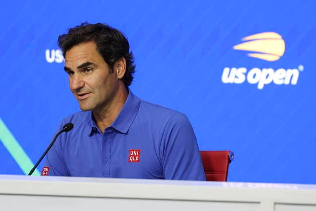 Rodger Federer gives a press conference, PK, Pressekonferenz at US Open Swiss former tennis player Roger Federer gives a press conference at the USTA Billie Jean King National Tennis Center in Flushing Meadows, New York, USA, 24 August 2026. Federer is set to play a Fan Week exhibition match on 25 August, his first competitive appearance at Arthur Ashe Stadium since 2019. FLUSHING MEADOWS NEW YORK UNITED STATES  Copyright: xSARAHxYENESELx