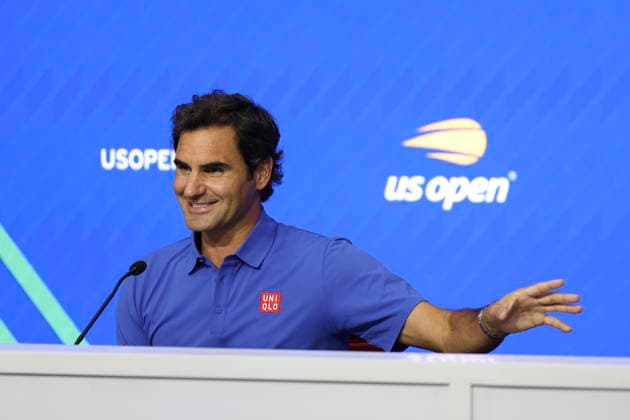 Rodger Federer gives a press conference, PK, Pressekonferenz at US Open Swiss former tennis player Roger Federer gives a press conference at the USTA Billie Jean King National Tennis Center in Flushing Meadows, New York, USA, 24 August 2026. Federer is set to play a Fan Week exhibition match on 25 August, his first competitive appearance at Arthur Ashe Stadium since 2019. FLUSHING MEADOWS NEW YORK UNITED STATES  Copyright: xSARAHxYENESELx