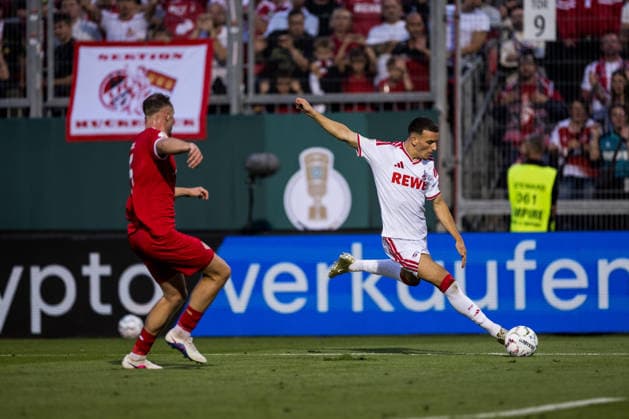 WUERZBURG, GERMANY - AUGUST 24: Said El Mala (1. FC Koeln, 10) controls the ball during the 1st round DFB Pokal match between Wuerzburger Kickers vs. 1. FC Koeln at AKON ARENA on August 24, 2026 in Wuerzburg, Germany. DFB REGULATIONS PROHIBIT ANY USE OF PHOTOGRAPHS AS IMAGE SEQUENCES AND OR QUASI-VIDEO. Bavaria Germany Copyright: xSteffiexWunderlx