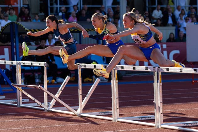 260824 Viktoria Forster, Slovakien och Maja Maunsbach, Malmö AI, tävlar i damernas 100 meter häck under friidrottstävlingen i Folksam Grand Prix den 24 augusti 2026 i Göteborg. *** August 24, 2026: Viktoria Forster of Slovakia and Maja Maunsbach of Malmö AI compete in the women’s 100-meter hurdles at the Folksam Grand Prix track and field meet on August 24, 2026, in Gothenburg  Copyright: MICHAELxERICHSEN BB260824MI023