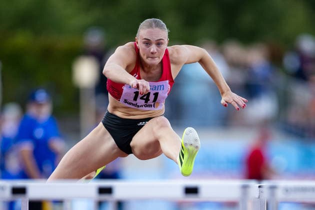 260824 Lovisa Karlsson, Högby IF, tävlar i damernas 100 meter häck under friidrottstävlingen i Folksam Grand Prix den 24 augusti 2026 i Göteborg. *** August 24, 2026: Lovisa Karlsson of Högby IF will compete in the women’s 100-meter hurdles at the Folksam Grand Prix track and field meet on August 24, 2026, in Gothenburg  Copyright: MICHAELxERICHSEN BB260824MI044