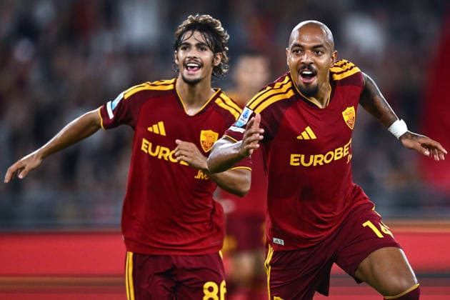 As Roma 24 08 2026 - campionato di calcio serie A Roma-Fiorentina foto Antonello Sammarco Image nella foto: esultanza gol Donyell Malen 