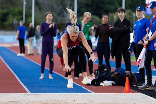 260824 Erica Johansson, Mölndals AIK, tävlar i damernas staende längd under friidrottstävlingen i Folksam Grand Prix den 24 augusti 2026 i Göteborg. *** August 24, 2026: Erica Johansson of Mölndals AIK competes in the women s standing long jump at the Folksam Grand Prix track and field meet on August 24, 2026, in Gothenburg  Copyright: MICHAELxERICHSEN BB260824MI047