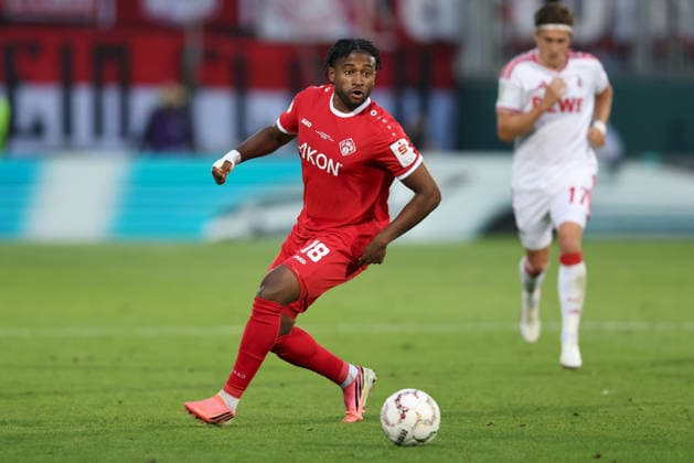 24.08.2026, Herren, Fussball, Saison 2026 2027, DFB-Pokal, 1. Runde: FC Wuerzburger Kickers - 1. FC Koeln Franck Evina ( 18, FC Würzburger Kickers), DFL DFB REGULATES PROHIBIT ANY USE OF PHOTOGRAPHS AS IMAGE SEQUENCES AND OR QUASI-VIDEO Wuerzburg FLYERALARM Arena Bayern Deutschland *** August 24, 2026, Men s Soccer, 2026–2027 Season, DFB Cup, Round 1: FC Würzburger Kickers 1, FC Köln 1; Franck Evina 18; FC Würzburger Kickers; DFL and DFB regulations prohibit any use of photographs as image sequences and or quasi-video. Wuerzburg, FLYERALARM Arena, Bavaria, Germany