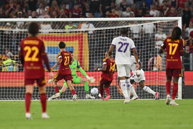 AS Roma v ACF Fiorentina - Serie A 2026 27 Donyell Malen of A.S. Roma scores the goal for 1-0 during the matchday 1 of the Serie A Championship between A.S. Roma and A.C.F. Fiorentina at the Olympic Stadium in Rome, Italy, on August 24, 2026. Rome Italy Italy  Copyright: xDomenicoxCippitellix originalFilename:cippitelli-asromava260824_npsLx.jpg