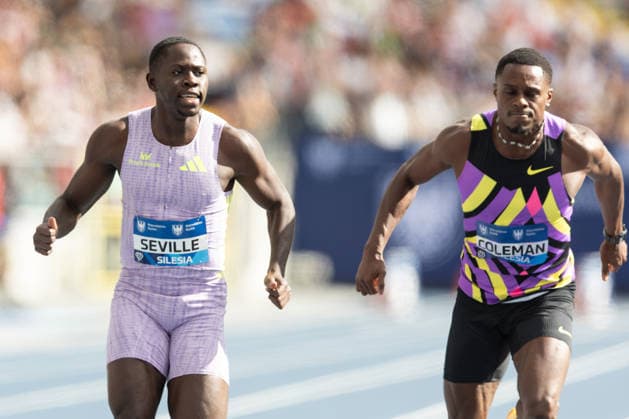 Wanda Diamond League - Silesia Kamila Skolimowska Memorial 2026 Oblique Seville, Christian Coleman during Wanda Diamond League - Silesia Kamila Skolimowska Memorial 2026 in Chorzow, Poland, on August 23, 2026 Chorzow Poland  Copyright: xFotoxOlimpikx originalFilename:jastrzebowski-wandadia260824_npIz2.jpg