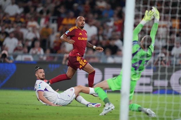 Roma™s Donyell Malen goal 2-0 during the Serie A EniLive soccer match between Roma and Fiorentina at the Rome s Olympic stadium, Italy - Monday August 24, 2026 - Soccer ( Photo by Alfredo Falcone LaPresse )  Copyright: xAlfredoxFalcone LaPressex