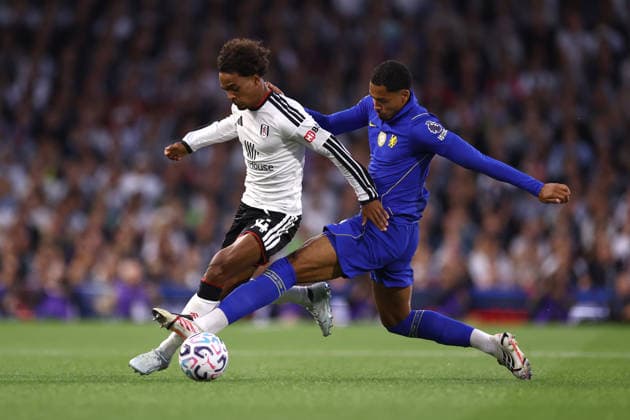 Fulham v Chelsea 24 August 2026, London - Premier League Football - Fulham v Chelsea - Oscar Bobb of Fulham and Levi Colwill of Chelsea - Photo: Jacques Feeney Offside. London UK *** Fulham gegen Chelsea, 24. August 2026, London, Premier League, Fußball: Fulham gegen Chelsea. Oscar Bobb von Fulham und Levi Colwill von Chelsea. Foto: Jacques Feeney. Abseits. London, Großbritannien  Copyright: xJacquesxFeeneyx xOffsidexOffside