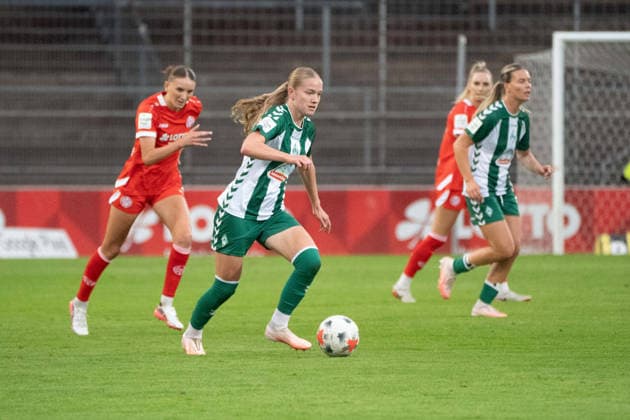 24.08.2026, xhfmx, Fussball Google Pixel Frauen Bundesliga, 1. FSV Mainz 05 - SV Werder Bremen v.l. Gentiana Fetaj (1. FSV Mainz 05, 7), Marie Gmeineder (Werder Bremen, 6) Mainz *** August 24, 2026, xhfmx, Soccer Google Pixel Women s Bundesliga, 1 FSV Mainz 05 vs. SV Werder Bremen, Gentiana Fetaj (1 FSV Mainz 05), 7, Marie Gmeineder (Werder Bremen), 6 Mainz