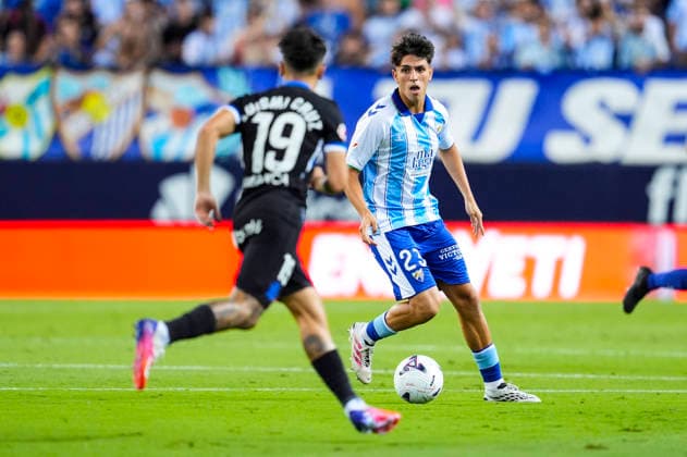 August 24, 2026, Malaga, Malaga, Spain: Izan Merino of Malaga CF in action during the Spanish league, LaLiga EA Sports, football match played between Malaga CF and RC Deportivo at La Rosaleda stadium on August 24, 2026, in Malaga, Spain. Malaga CF V RC Deportivo - LaLiga EA Sports  - ZUMAa181 20260824_zaa_a181_105 Copyright: xJoaquinxCorcherox