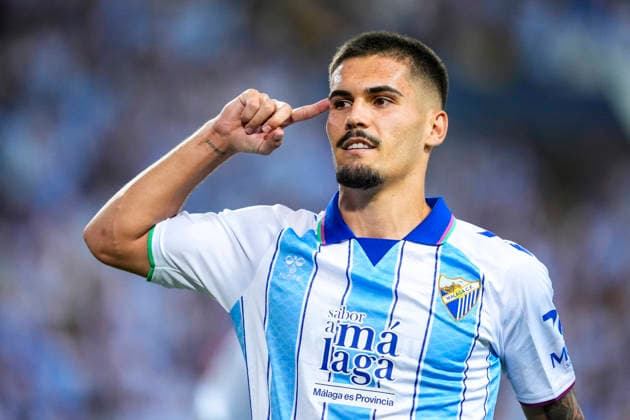 August 24, 2026, Malaga, Malaga, Spain: Chupe of Malaga CF celebrates a goal during the Spanish league, LaLiga EA Sports, football match played between Malaga CF and RC Deportivo at La Rosaleda stadium on August 24, 2026, in Malaga, Spain. Malaga CF V RC Deportivo - LaLiga EA Sports  - ZUMAa181 20260824_zaa_a181_133 Copyright: xJoaquinxCorcherox