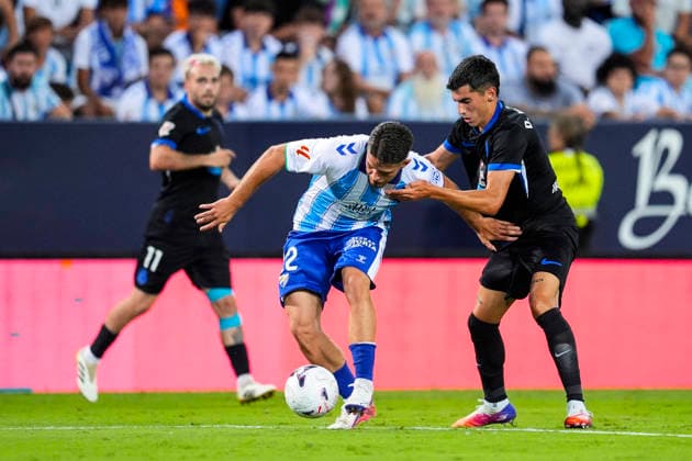 August 24, 2026, Malaga, Malaga, Spain: Dani Lorenzo of Malaga CF in action during the Spanish league, LaLiga EA Sports, football match played between Malaga CF and RC Deportivo at La Rosaleda stadium on August 24, 2026, in Malaga, Spain. Malaga Spain - ZUMAa181 20260824_zaa_a181_161 Copyright: xJoaquinxCorcherox