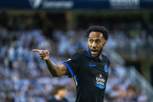 MALAGA, SPAIN - AUGUST 24: Aubameyang (N7) screaming during La Liga match between Malaga and Deportivo de la Coruna at the Estadio de la Rosaleda on the 24th of august, 2026 in Malaga, Spain  Copyright: xAndresxLopezxSheridanxx xSPPx Sportspressphoto_SPR215190