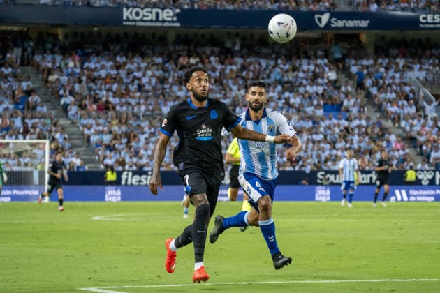 MALAGA, SPAIN - AUGUST 24: Aubameyang (N7) runs to the ball during La Liga match between Malaga and Deportivo de la Coruna at the Estadio de la Rosaleda on the 24th of august, 2026 in Malaga, Spain  Copyright: xAndresxLopezxSheridanxx xSPPx Sportspressphoto_SPR215204