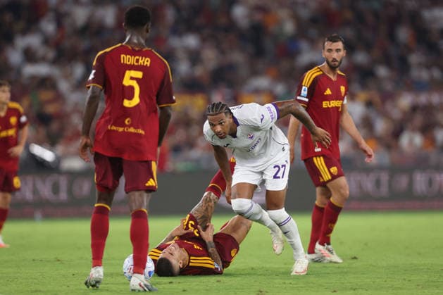 SOCCER - Serie A - AS Roma vs. ACF Fiorentina Photo by IPA ABACAPRESS.COM87773653 - Rome, Italy — August 24, 2026: Cher Ndour (central midfielder) of ACF Fiorentina in action during the 2026–2027 Italian Serie A—Enilive Championship soccer match between AS Roma and ACF Fiorentina at the Olympic Stadium in Rome. Rome Italy  Copyright: xIPAxSport ABACAx