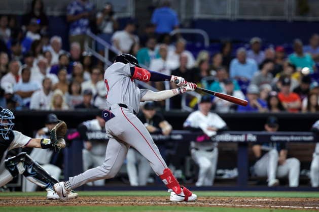MLB, Baseball Herren, USA - Miami Marlins vs. Boston Red Sox Boston Red Sox second baseman Nick Sogard in action during the Major League Baseball (MLB) game between the Miami Marlins and the Boston Red Sox in Miami, Florida, USA, 24 August 2026. MIAMI FLORIDA United States  Copyright: xCRISTOBALxHERRERA-ULASHKEVICHx