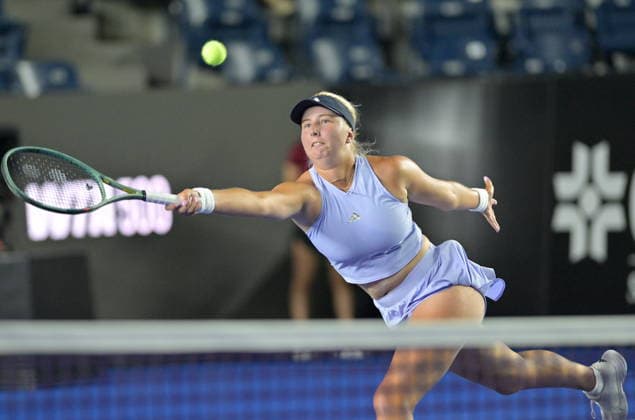 Monterrey Open tennis tournament Clara Tauson of Denmark in action against Renata Zarazua of Mexico during their round of 32 tennis match at the Monterrey Open tennis tournament in Monterrey, Mexico, 24 August 2026. Monterrey Mexico  Copyright: xMIGUELSIERRAx