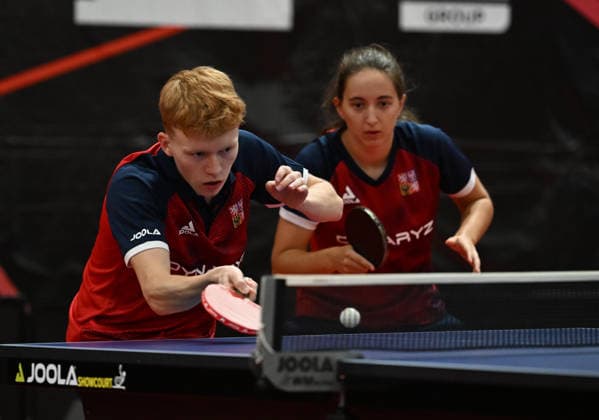 Second round of qualification mixed doubles of Table tennis, Tischtennis during the WTT Feeder Olomouc, Czech Republic, August 25, 2026. Jana Vasenkova and Jan Skalda of Czech Republic. (CTKxPhoto LudekxPerina) CTKPhotoP2026082502425  CTKPhotoP2026082502425