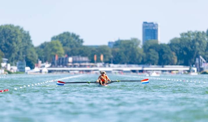 AMSTERDAM - Ymkje Clevering, Nika Johanna Vos, Linn van Aanholt and Tinka Offereins before the heats of the women s coxless four on the second day of the World Rowing Championships at the Bosbaan in the Amsterdam Forest. IRIS VAN DEN BROEK ANP xVIxANPxSportx xxANPxIVx 566244521 originalFilename: 566244521.jpg