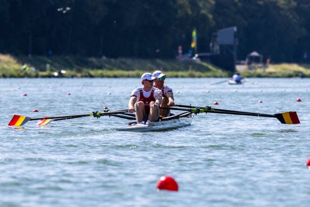 World Rowing Championships AMSTERDAM, NL - AUGUST 25: Aaron Andries and Tibo Vyvey of Belgium and during the Men s Double Sculls Quarterfinal 1 during World Rowing Championships at Bosbaan on August 25, 2026 in Amsterdam, Netherlands. Amsterdam Netherlands Content not available for redistribution in The Netherlands directly or indirectly through any third parties. Copyright: xMarcelxvanxPlateringenx