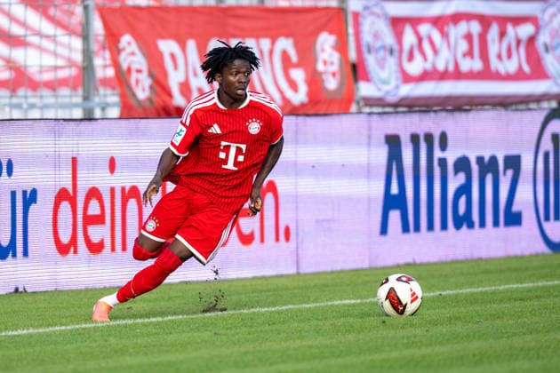 Oluwaseyi Wilson 7 (FC Bayern Muenchen Amatuere), FC Bayern II vs. FC Memmingen, Fussball, Regionalliga Bayern, 5. Spieltag, 25.08.2026 DFB regulations prohibit any use of photographs as image sequences and or quasi-video Muenchen Bayern Deutschland *** Oluwaseyi Wilson 7, FC Bayern Munich Amateurs, FC Bayern II vs. FC Memmingen, Soccer, Bavarian Regional League, Matchday 5, August 25, 2026. DFB regulations prohibit any use of photographs as image sequences and or quasi-video. Munich, Bavaria, Germany Copyright: xkolbert-press UlrichxGamelx