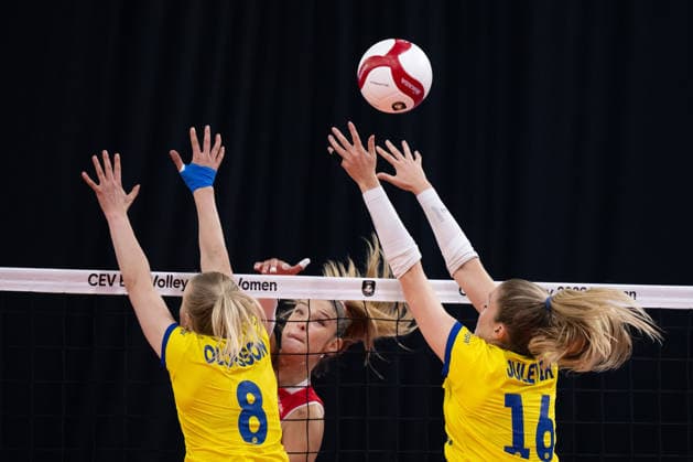 260825 Elma Olofsson and Vilma Julevik of Sweden during the CEV EuroVolley 2026 group stage volleyball match between Sweden and Croatia on August 25, 2026 in Gothenburg. Photo: Mathias Bergeld BILDBYRAN kod MB MB1406 volleyboll volleyball cev eurovolley 2026 volleyboll-em sverige croatia sweden day 5 dam bbeng kroatien women kvinner *** August 25, 2026: Elma Olofsson and Vilma Julevik of Sweden during the CEV EuroVolley 2026 group stage volleyball match between Sweden and Croatia on August 25, 2026 in Gothenburg. Photo by Mathias Bergeld. BILDBYRAN code MB MB1406 volleyball CEV EuroVolley 2026 European Volleyball Championship Sweden Croatia Day 5 women’s volleyball  Copyright: MATHIASxBERGELD BB260825MB007