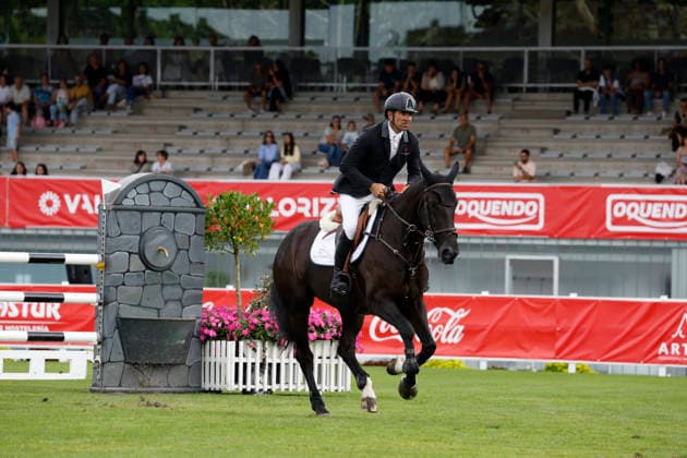 Gijon International Show Jumping Competition -CSI2* - August 25, 2026 Miguel Honrubia Alvarino rides on Delia Mouche during the Faults & Times Jumping CSI 2* at Las Mestas on August 25, 2026 in Gijon, Spain Gijon Asturias Spain  Copyright: xDavidxFernandezx originalFilename:fern__ndez-gijonint260825_npj2V.jpg