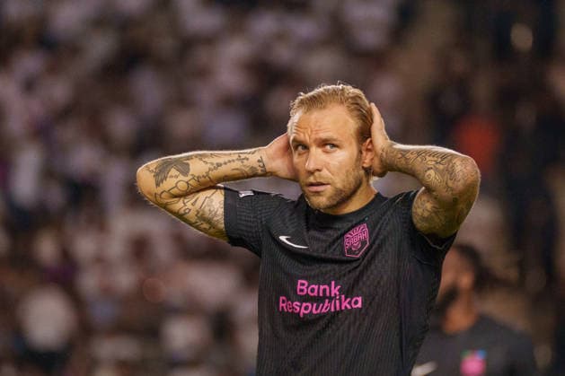 Tymoteusz Puchacz seen during UEFA Champions League 26 27 4th qualifying round 2ed leg match between teams of Sabah FK and Hapoel Beer Sheva (Lukasz Germaniuk Ball Raw Images) Baku Tofiq Bahramov Stadium Azerbaijan Copyright: xLukaszxGermaniukx 260825WSZ-35