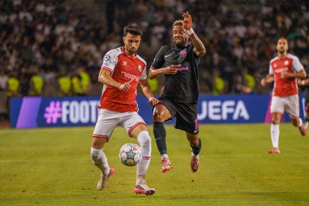 Kaheem Parris seen during UEFA Champions League 26 27 4th qualifying round 2ed leg match between teams of Sabah FK and Hapoel Beer Sheva (Lukasz Germaniuk Ball Raw Images) Baku Tofiq Bahramov Stadium Azerbaijan Copyright: xLukaszxGermaniukx 260825WSZ-44