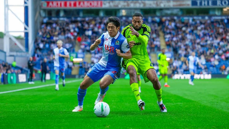 Blackburn Rovers v Sheffield United, EFL Cup Blackburn Rovers forward Yuki Ohashi (23) during the EFL Cup match between Blackburn Rovers and Sheffield United at Ewood Park, Blackburn, UK on 25 August 2026. Editorial use only DataCo restrictions apply See www.football-dataco.com , Copyright: xSimonxDaviesx PSI-24748-0128