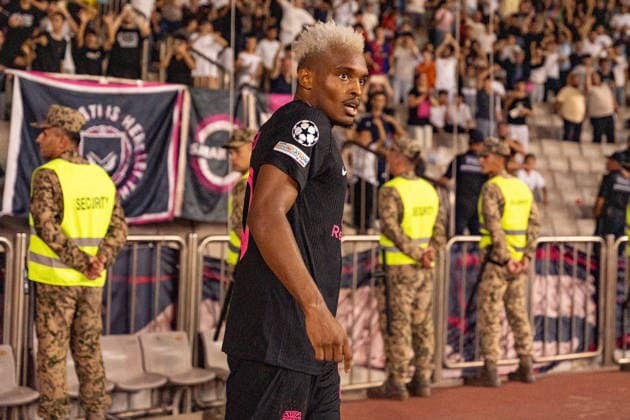 Joy Lance Mickels celebrating after scoring final goal seen during UEFA Champions League 26 27 4th qualifying round 2ed leg match between teams of Sabah FK and Hapoel Beer Sheva (Lukasz Germaniuk Ball Raw Images) Baku Tofiq Bahramov Stadium Azerbaijan Copyright: xLukaszxGermaniukx GER_SABvHBS-9