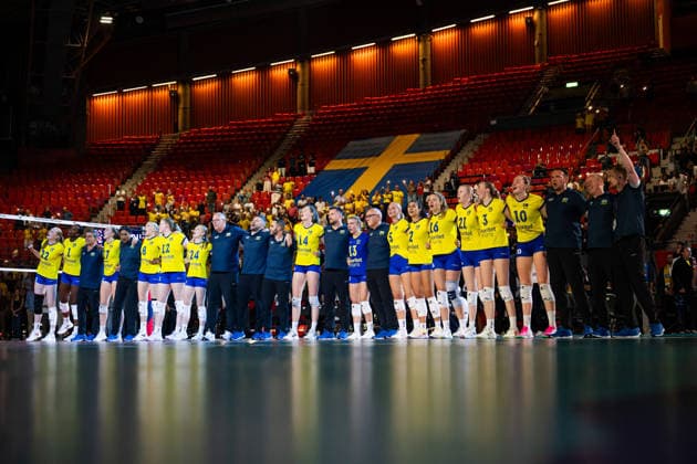 260825 Team Sweden celebrate after the CEV EuroVolley 2026 group stage volleyball match between Sweden and Croatia on August 25, 2026 in Gothenburg. Photo: Mathias Bergeld BILDBYRAN kod MB MB1406 volleyboll volleyball cev eurovolley 2026 volleyboll-em sverige croatia sweden day 5 dam bbeng kroatien women kvinner jubel *** 260825 Team Sweden celebrates after the CEV EuroVolley 2026 group stage volleyball match between Sweden and Croatia on August 25, 2026 in Gothenburg. Photo by Mathias Bergeld, BILDBYRAN, code MB MB1406: volleyball, CEV EuroVolley 2026, European Volleyball Championship, Sweden, Croatia, Day 5, women s volleyball, women, celebration  Copyright: MATHIASxBERGELD BB260825MB058