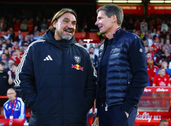 Leeds United manager Daniel Farke and counterpart Oliver Glasner of Nottingham Forest Nottingham Forest v Leeds United, EFL Carabao Cup, Second Round, Football, City Ground, Nottingham, UK - 25 Aug 2026Nottingham City Ground United Kingdom EDITORIAL USE ONLY No use with unauthorised audio, video, data, fixture lists, club league logos or live services. Online in-match use limited to 120 images, no video emulation. No use in betting, games or single club league player publications.  Copyright: xMattxWest Shutterstockx 17115032ar